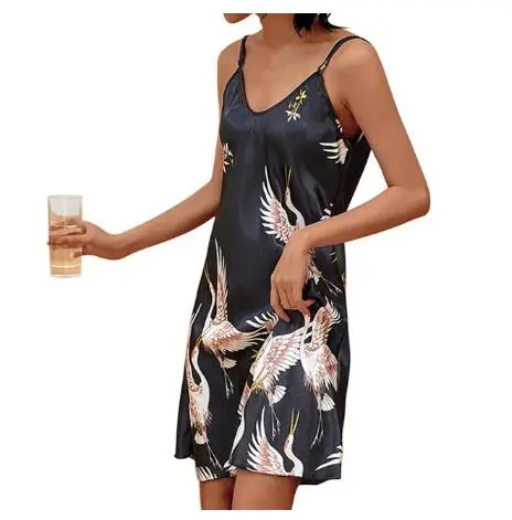 Sexy Lingerie Silk Nightdress Short Sleeve Casual Nightgowns Women Clothing Set Summer Plus Size Loose Sleepshirts Women Nightgowns Women Nightdresses Sleeping Dress