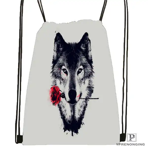 Drawstring Backpack Custom wolf_moon_by_kyghost походная сумка на шнурке милый рюкзак для детей(черная спинка) 31x40 см#180611-03-107 - Цвет: Drawstring Backpack