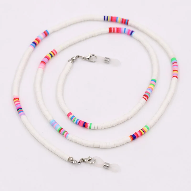 Multicolor Clay Beads String Long Chain Mask Strap Boho Colorful