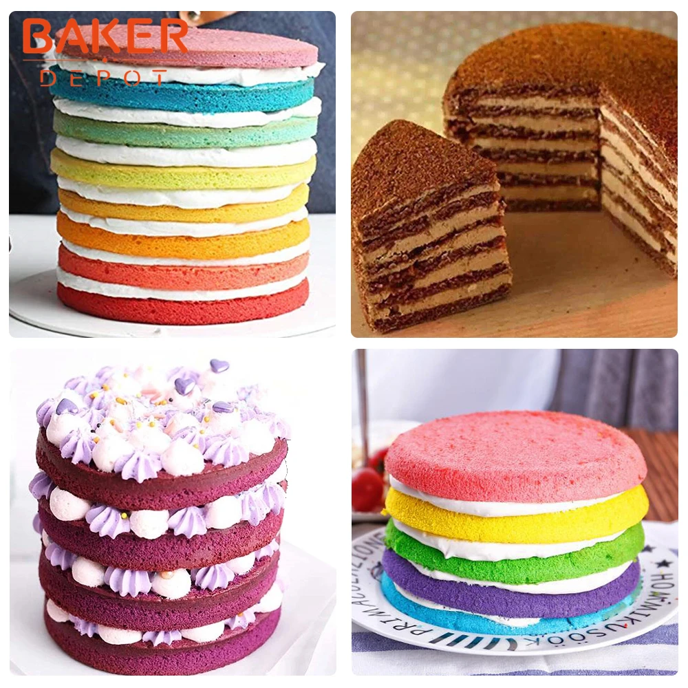 BAKER DEPOT Радужная форма для торта силиконовая форма для торта выпечка круглый торт пицца форма в виде гамбургера DIY День рождения упаковка из 4