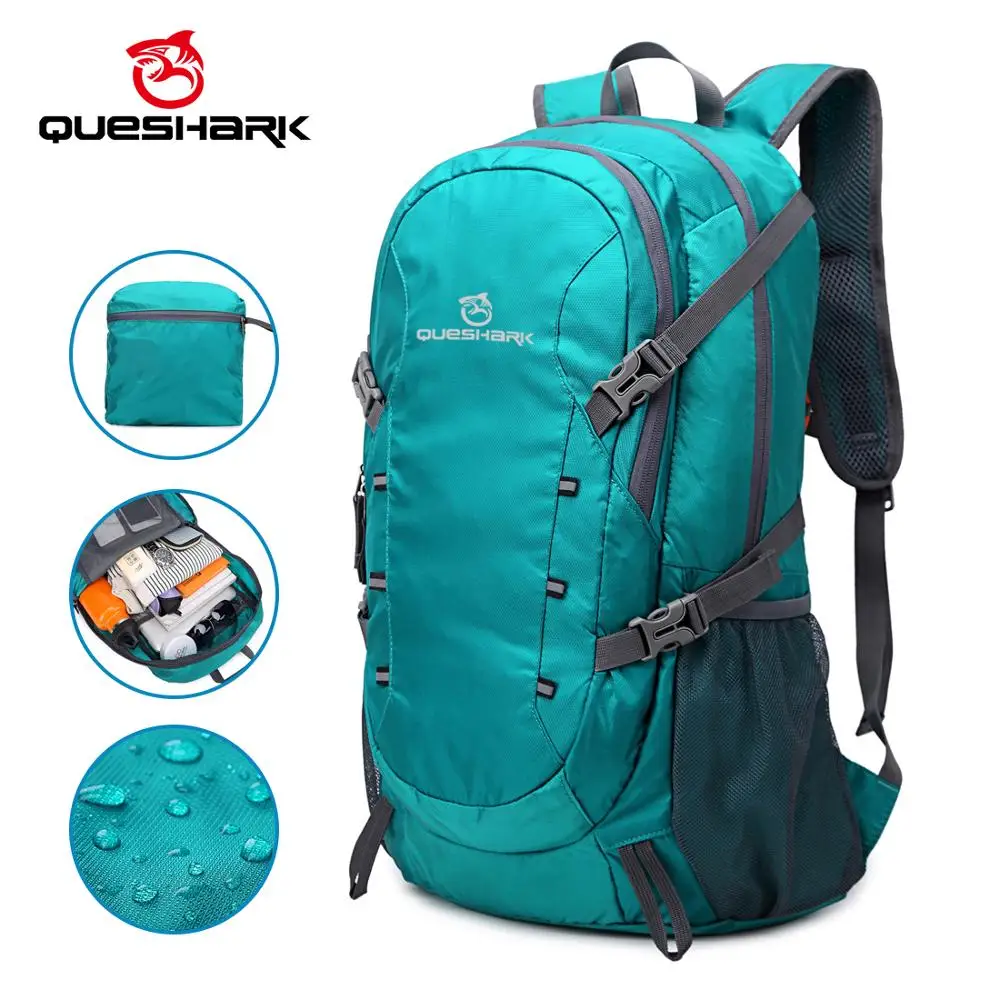 QUESHARK 40L Сверхлегкий Водонепроницаемый рюкзак складной для кемпинга альпинизма