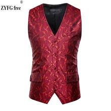 Plus size men casual Embroidered suit vest silk leaves pattern smart casual suit vest Single-breasted design slim fit for mens Plus size men casual Embroidered suit vest silk leaves pattern smart casual suit vest Single-breasted design slim fit for mens