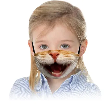 

1/3/5PCS Cat Printed Kids Mask + 2/6/10PCS Filters 3D Animal Adjustable Earloop Face Cover Unisex Children Mouth Mask Cubrebocas