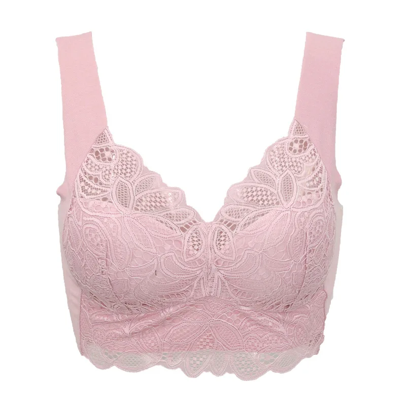 Pink H9718 бюстгальтер без стального кольца, большой размер, кружевные сексуальные бюстгальтеры, нижнее белье, удобный широкий плечевой ремень, дышащее нижнее белье, бюстгальтер - Цвет: Pink