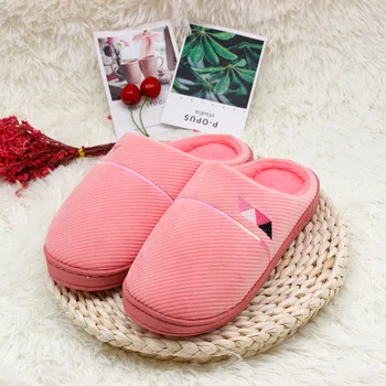 

New Women Winter Warm Indoor Slippers 2019 Adults Women's Solid Color Plush Flip Flops Home Shoes Cotton Home Slippers TUX58