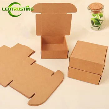 

Leotrusting 50pcs Small Blank Brown Paper Box Natural Cardboard Paper X-mas Gift Packaging Box Beige Handmade Wedding Paper Box
