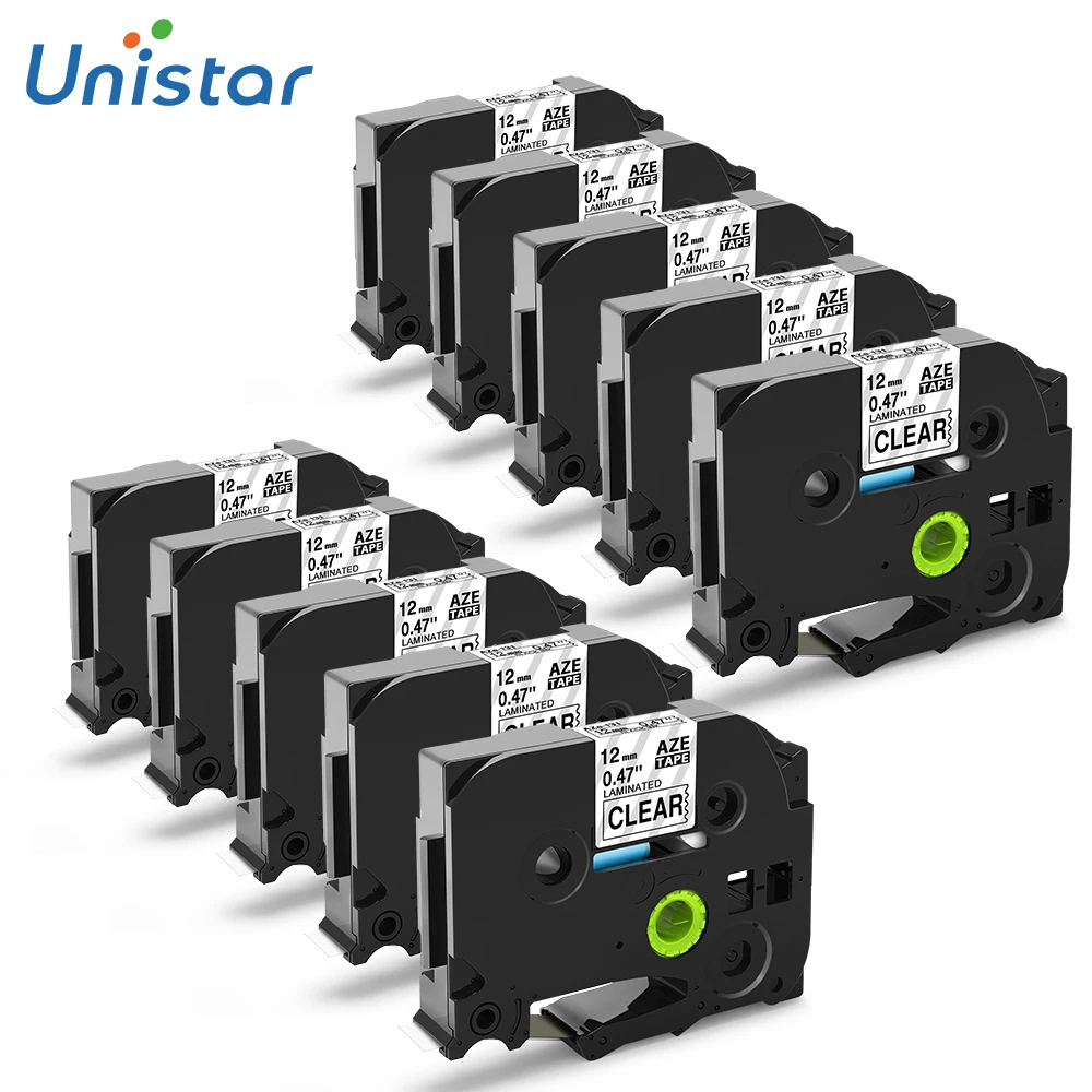 

10PCS TZe-131 Compatible for Brother Label Tape 12mm TZe-131 Black on Clear Label Ribbons for Label Make tz-Tape 12mm TZE-131