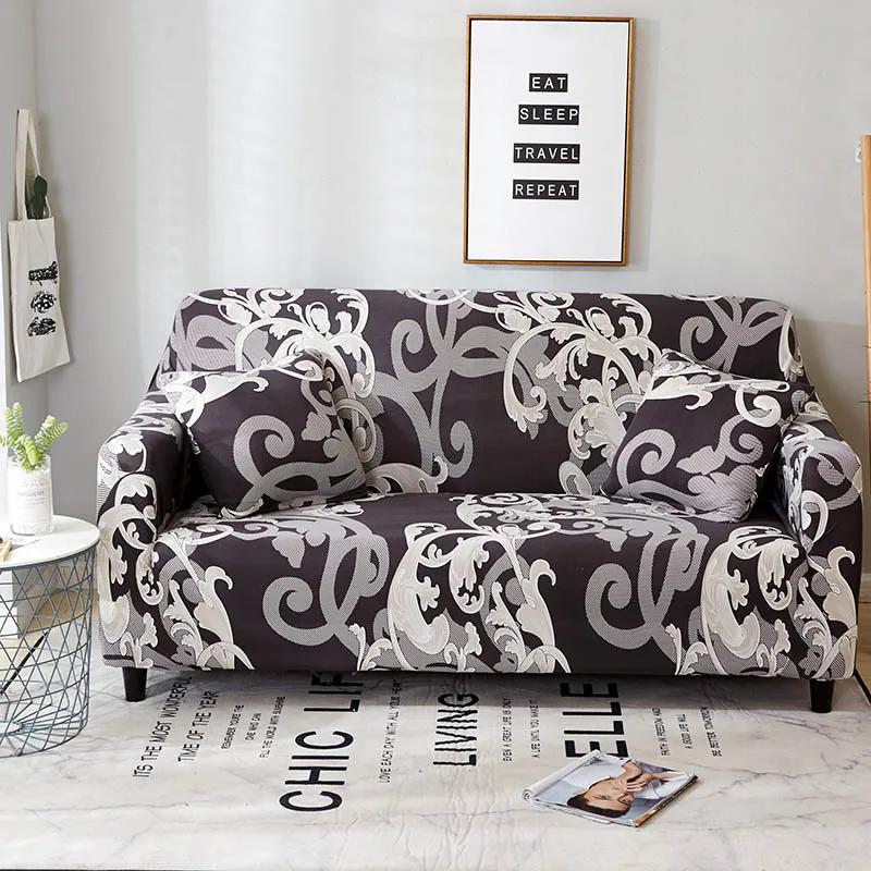 Solid Color Sofa Cover Big Elasticity Stretch Couch Cover Loveseat Sofa Corner Sofa Towel Furniture Cover 1/2/3/4 Seater - Цвет: Soot