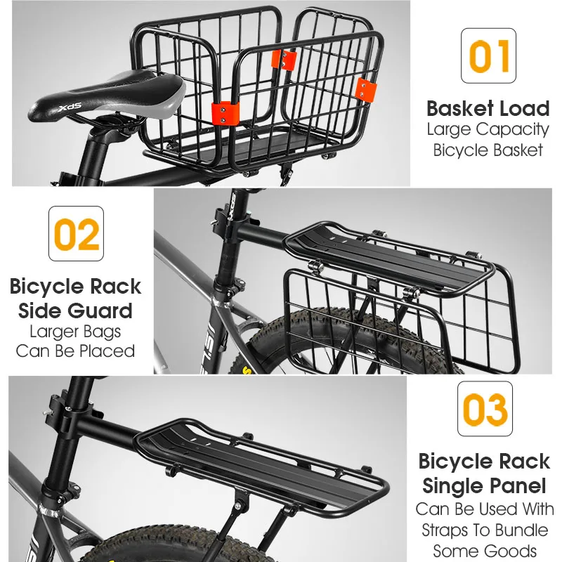 Porte-bagages Arrière Vélo Aluminium - Panier Support Universel VTT - Noir 34x12cm