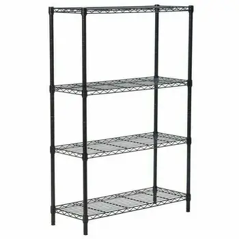 

4 Tiers Wire Unit Shelving Rack Black Shelf Adjustable Organizer Storage Unit