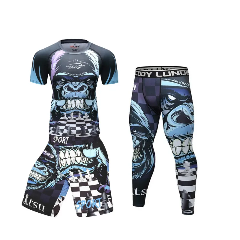 Спортивный костюм для ММА Rashguard мужчин трикотажные изделия с 3D принтом и бокса