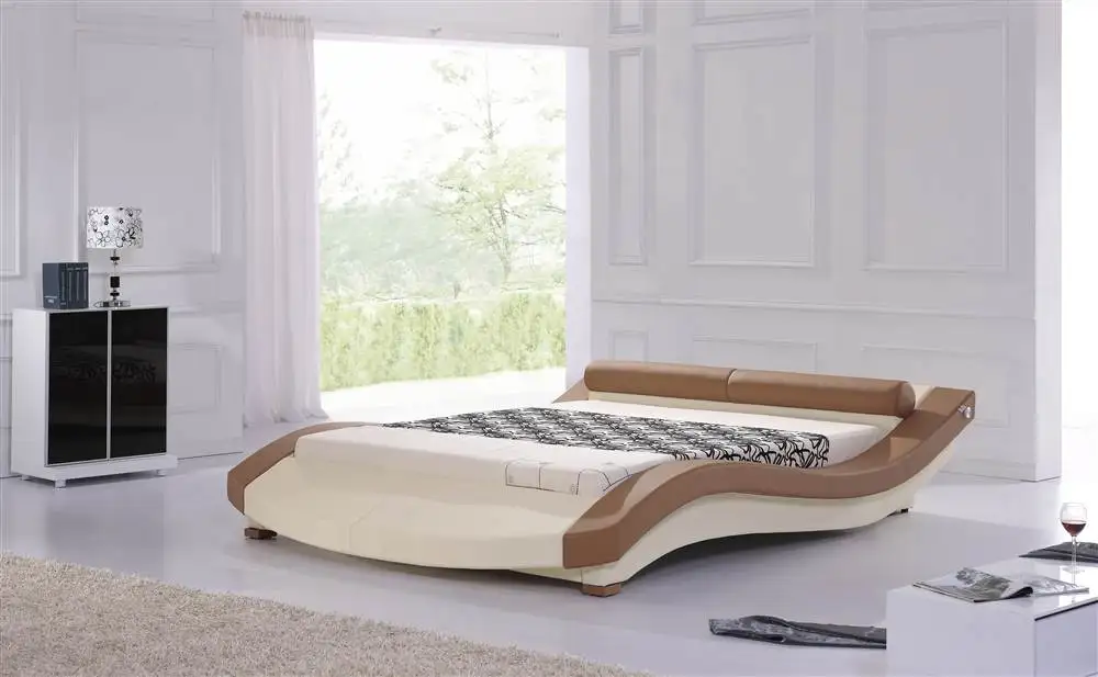 Новейший дизайн мебель для спальни ткань кровать кожа кровать со светодиодами