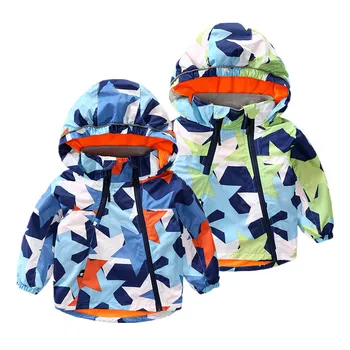 

Spring Autumn Kids Jackets Fashion Print Baby Boys Hooded Long Sleeve Outwear Infant Windbreaker Kid Zip Jacket Clothes For Boys