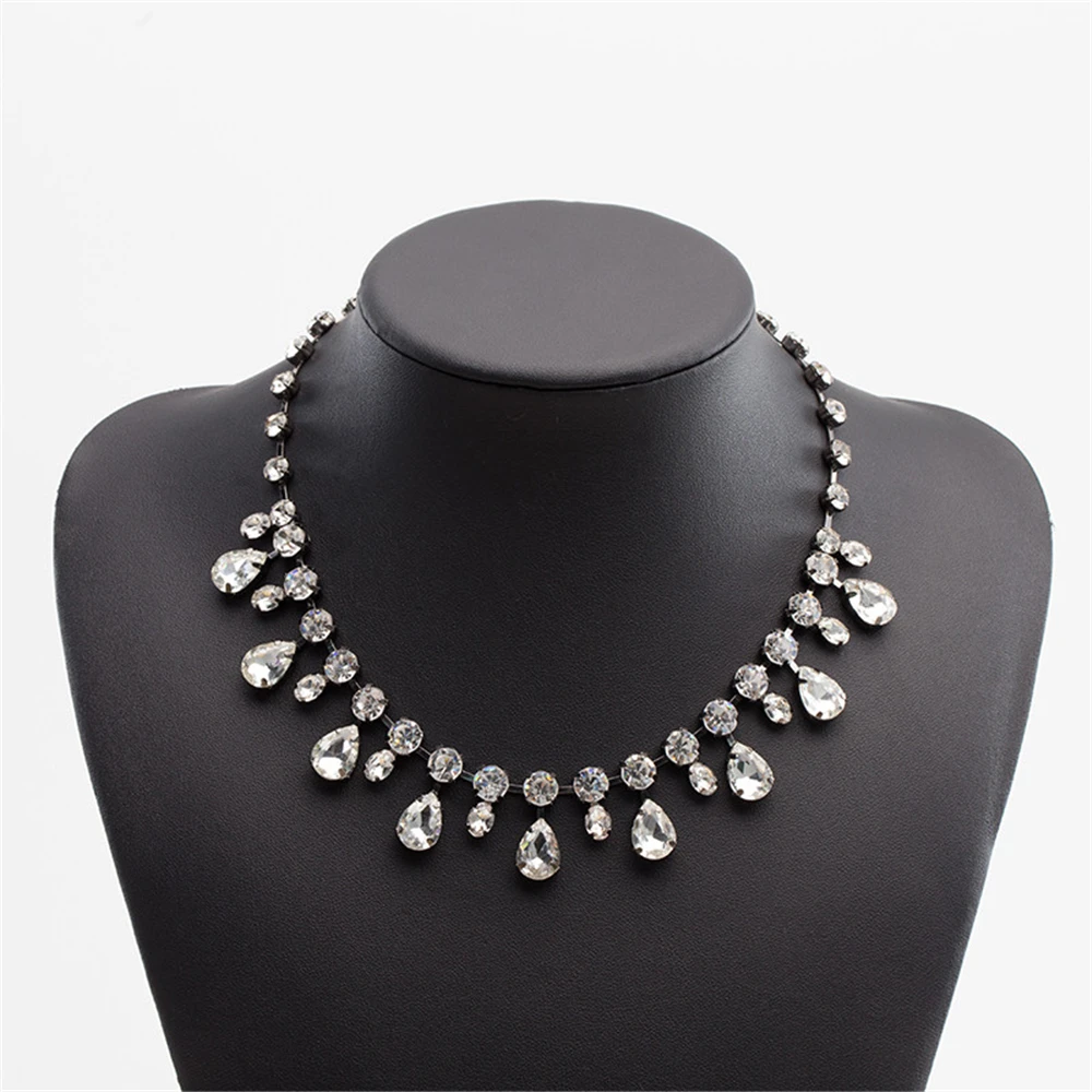 Wedding Crystal Jewelry AB Color Rhinestone Personality Bride Necklace Fashion Simple Accessories Ladies Gifts CORUIXI H9507