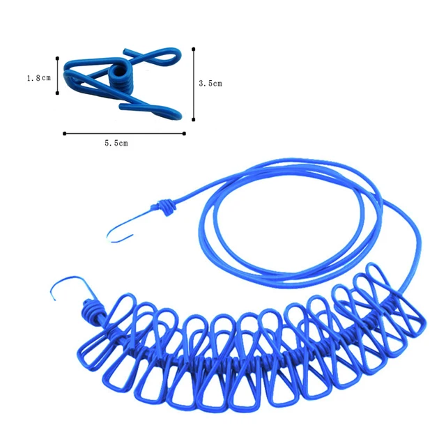 Kültéri Kemping Rugalmas Szárítókötél Utazás Kényelmes Ruhákkal Zokni Klipekkel Kötélen Elasztikus Kötél Tartós Piros - Image 2