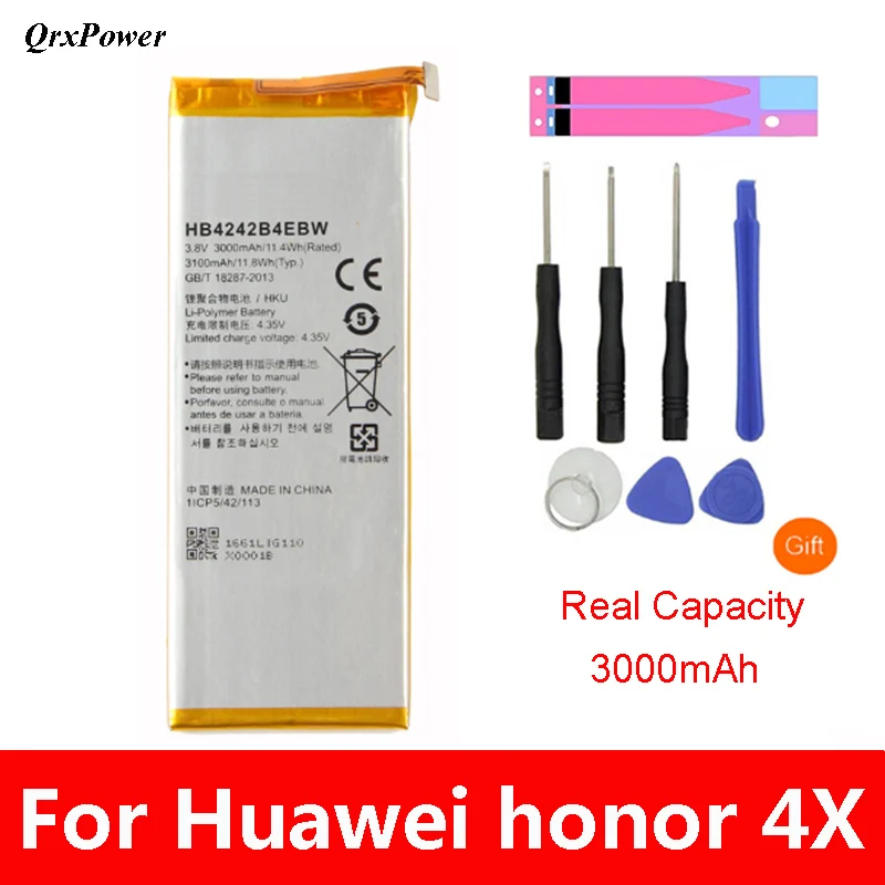 QrxPower запасная батарея 3000 мАч HB4242B4EBW для Huawei honor 6 H60-L01 H60-L02 H60-L11 4X | Мобильные