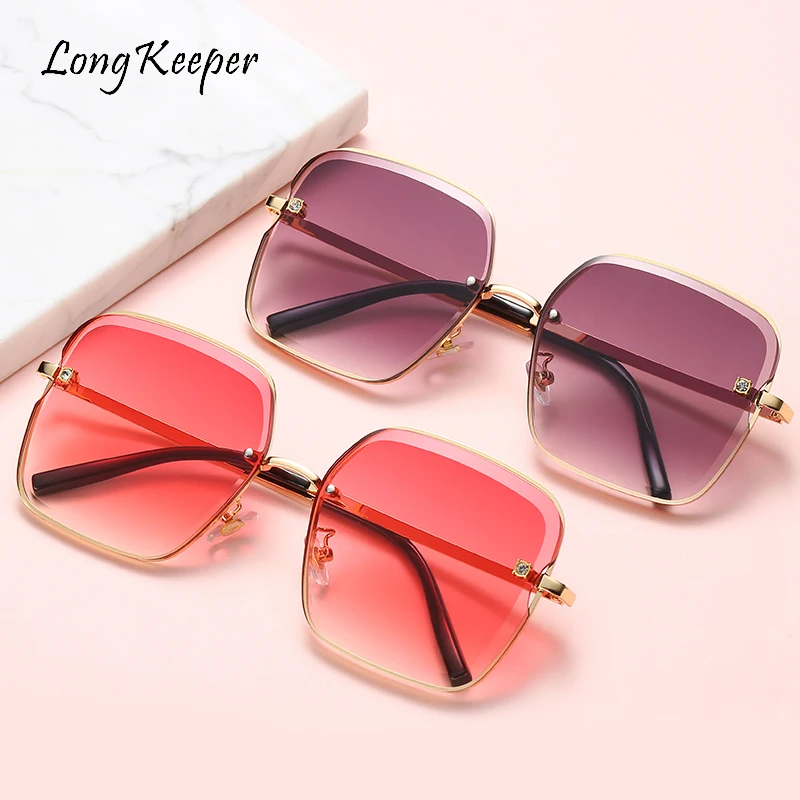 

2020 New Sunglasses Women Vintage Oversized Glasses Square Shades Metal Frame Womens Sunglasses UV400 Eyewear Ocean Lens Glasses