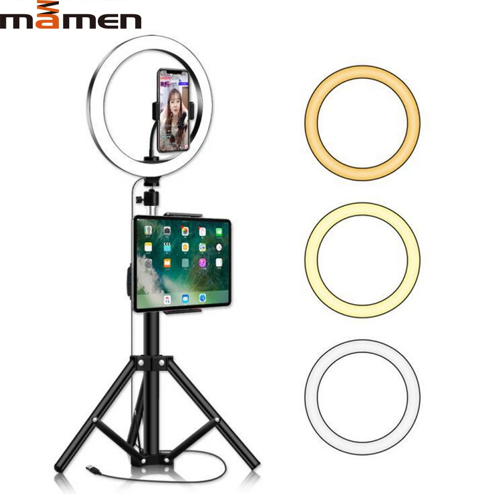 

MAMNE 10 inch Ring Light LED Dimmable Video studio Selfie Photography Lighting On Youtube Live Streaming For iPad With Tripod