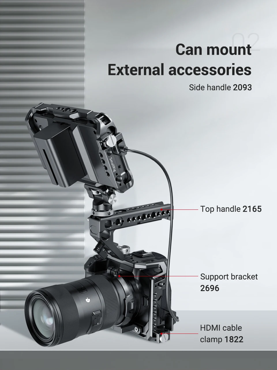Description Picture 5 of itemSmallRig Camera Cage for Iconic Brand EOS R with Cold Shoe Mount Thread Holes for Magic Arm Microphone Attach 2803