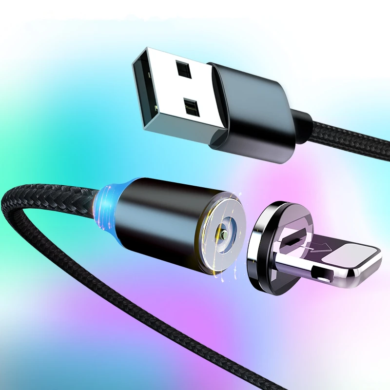 Нейлоновые прочные магнитные кабели для зарядки Micro usb type C 8 Pin iPhone X 7 Plus кабель