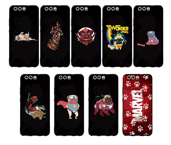 TPU Pug Union Phone Case For Huawei Y5 Y6 Y7 Prime 2018 Y9 2019 Black Silicone Back Cover Y3 2017 II Pro | Мобильные телефоны и