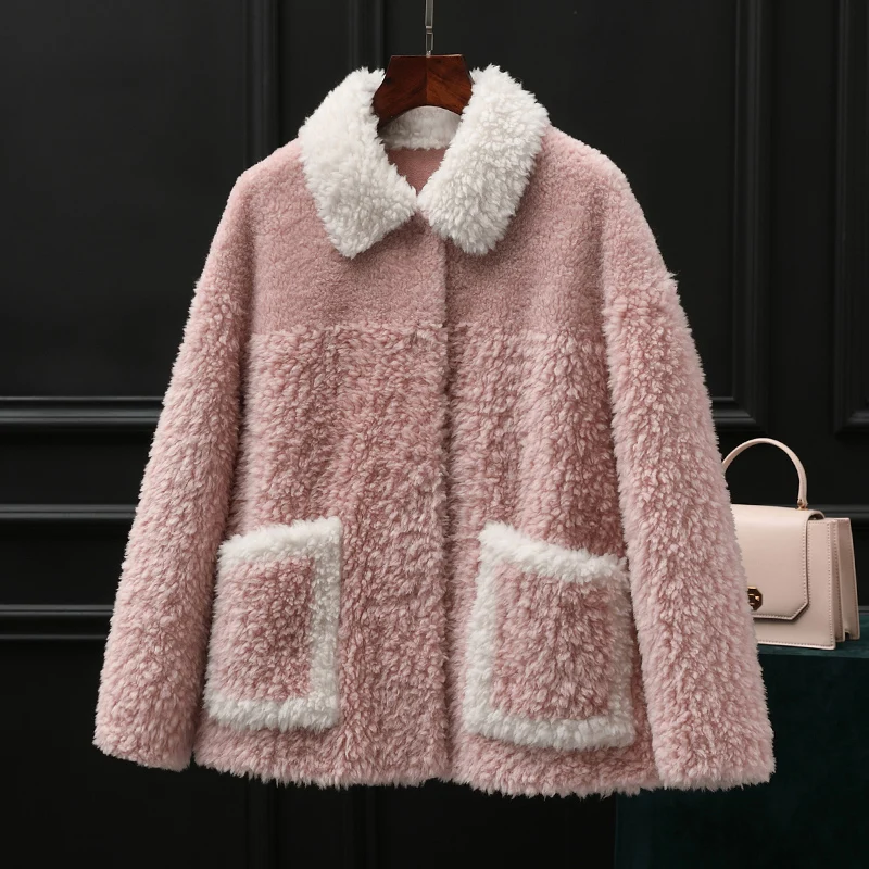 

Real Fur Coat Female 100% Wool Jacket Korean Vintage Autumn Winter Coat Women Clothes 2019 Sheep Shearling Fur Tops ZT3923