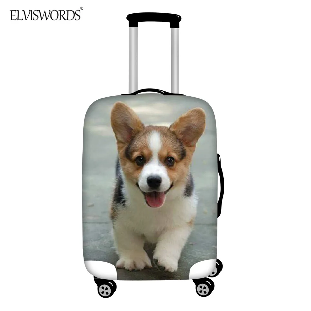 ELVISWORDS Чехол для багажа Детские корги 3D печать молния эластичный Водонепроницаемый чемодан Защитные чехлы для 18-32 дюймов