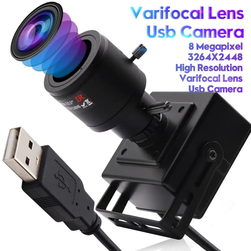 SONY IMX179 8MP high resolution 3264X2448 Mjpeg@15fps 2.8-12mm varifocal lens video CCTV surveillance camera module USB | Безопасность и