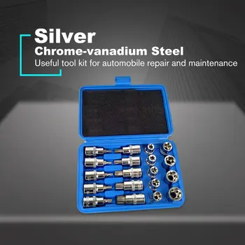 

19pcs 1/2in Socket Set Drive Star Socket Bit Socket Set E10 - E24 Torx T20 - T70 Socket Pressure Batch Set Repair Tools