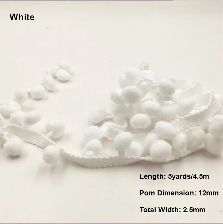 Lav01 White 5 Ярд пятнистая лента красочное кружево с помпонами отделка шар бахрома кружево лента Вязание для ткани или сумки DIY Швейные аксессуары - Цвет: Lav01 White
