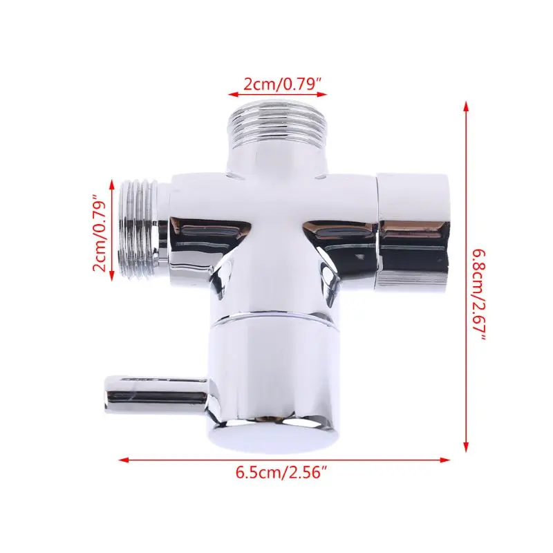 Brass G1/2" T-adapter 3 Ways Valve Shower Diverter Water Separator Bathroom Toilet Bidet Sprayer