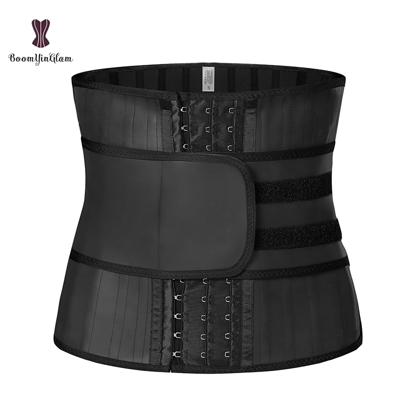 

Solid Black 25 Spiral Steel Boned Latex Waist Trainer Corset Women Fajas Colombians Girdles Fitness Shapers For Weight Loss