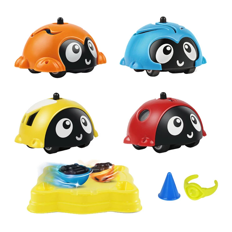 Funny Gyro Model Car Toy Cartoon Inertia Insect Multi-function Children's Fingertip Spinning Top Educational Toy Model 3pcs/set