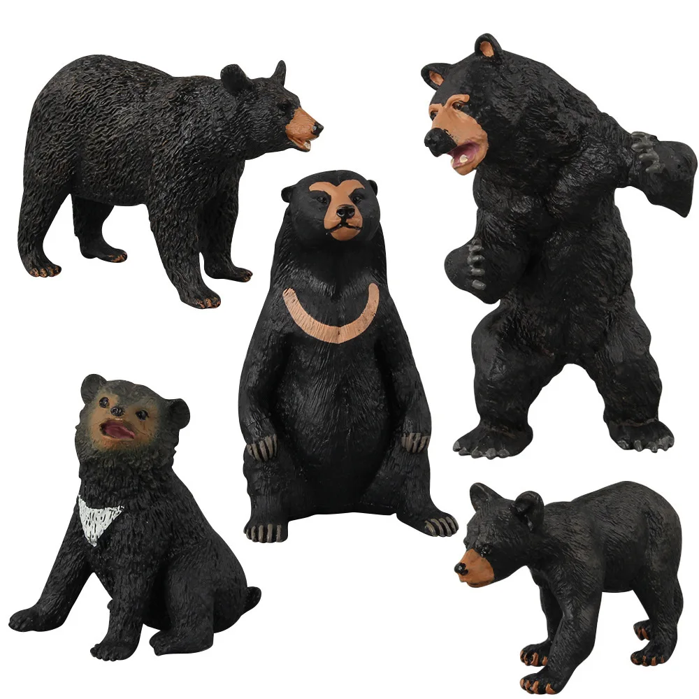 

Simulation Animal Model Toy Black Bear Decoration Mini Animal Model Children's Toy Little Black Bear Family