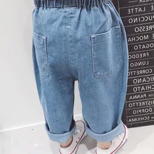 Весна и осень г.; детская одежда из Южной Кореи для девочек; Свободные повседневные джинсы; брюки