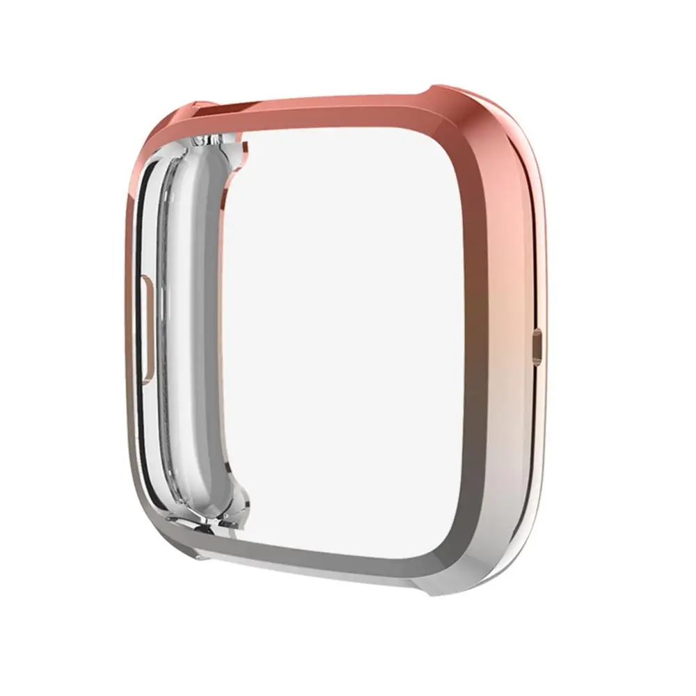 Защитная крышка на 360 градусов для Fitbit Versa Lite 2 Band чехол с покрытием для FitBit Versa/Versa2 аксессуары защитный чехол для экрана - Цвет: pinkgray