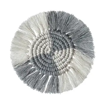 

Braided Table Mat Cup Coasters Hand-woven Placemat Tapestry Macrame Wall Hanging Boho Decor Home Decoration Insulation Table Mat