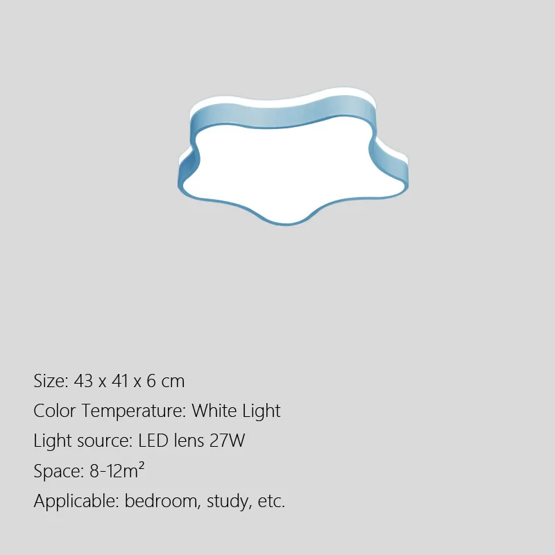 Детская комната потолочный светильник светодиодный спальня звезда свет для кафе, балкона светодиодный потолочный светильник нордическая 27W - Цвет корпуса: blue