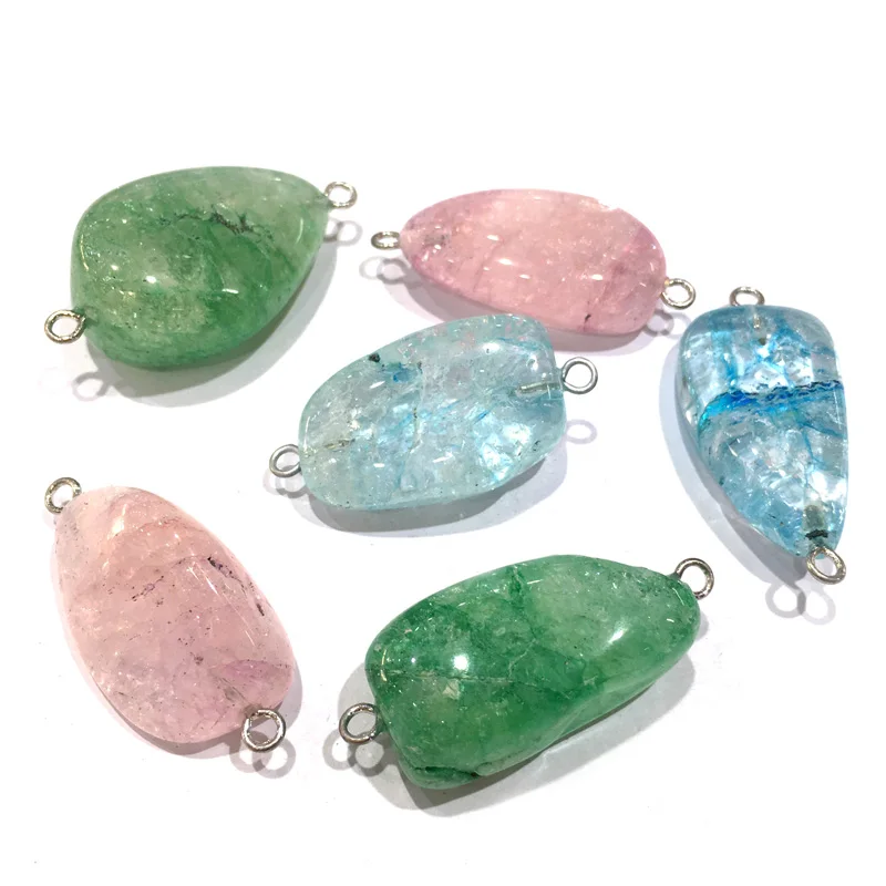 

Natural Stone irregular shape Double hole connector Necklace Pendant for Jewelry Making DIY Necklaces Accessories size:25X50mm