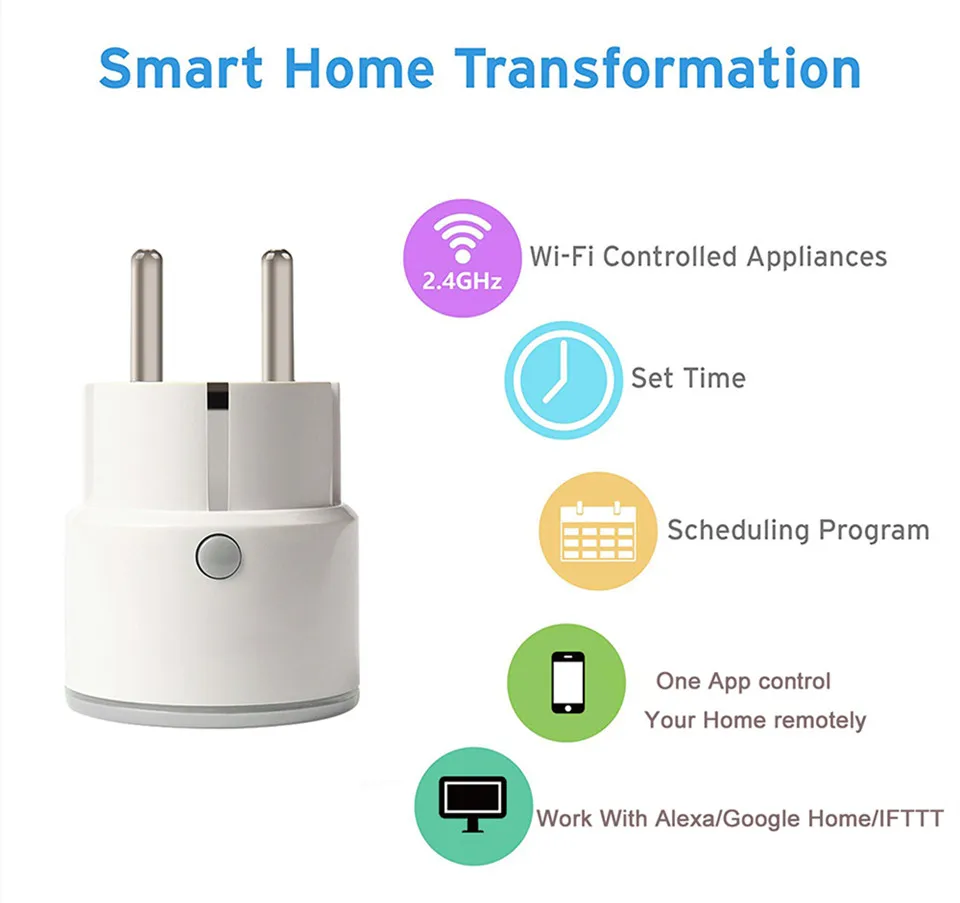 ЕС США Tuya Smart Mini 2,4 ГГц Wi-Fi розетка выключатель питания работает с Amazon Echo Google Alexa домашняя Автоматизация дистанционное управление