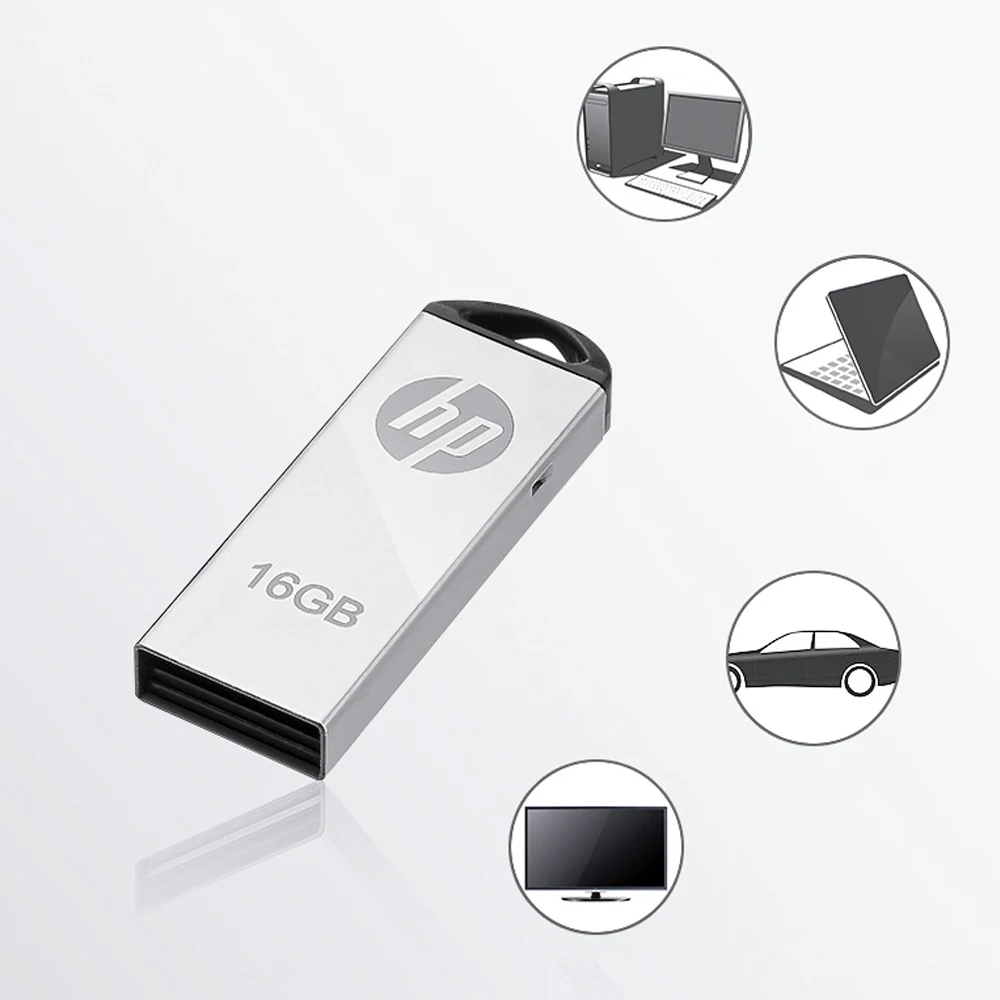 Hp usb флеш-накопитель 2,0 серебристый металлический флеш-накопитель мини-накопитель 64 ГБ 32 ГБ 16 ГБ флеш-накопитель флэш-накопитель брелок диск на ключ