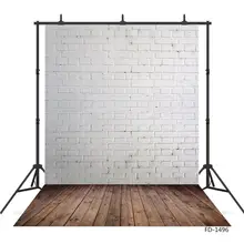 Фон для фотосъемки с белой кирпичной стеной и коричневым полом для фотостудии, виниловый тканевый портретный фон для детской фотосъемки