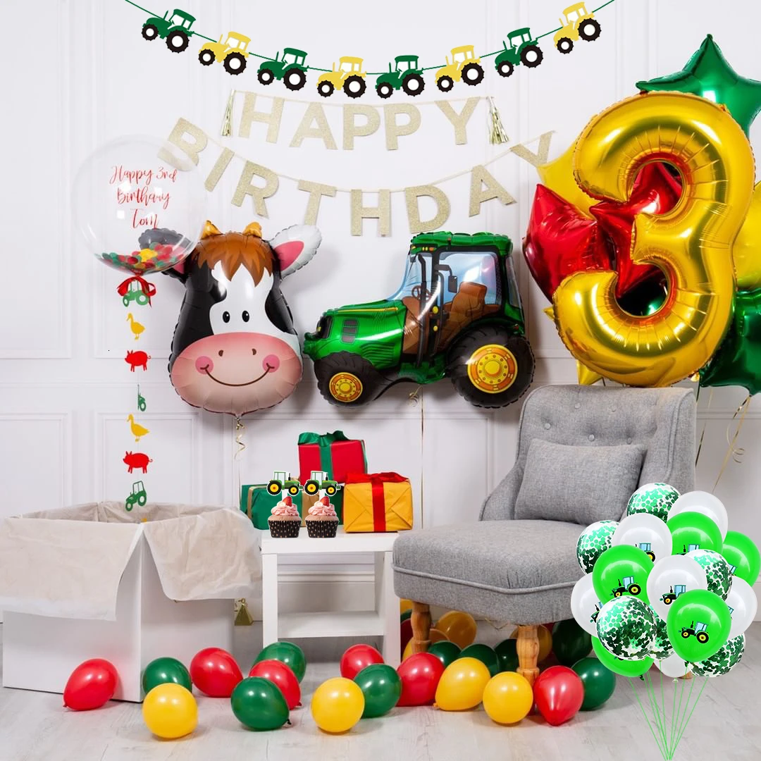 Banniere De Joyeux Anniversaire Tracteur Vert Decorations De Fete A Theme Tracteur Vert De Ferme 28 Pieces Tracteur Gateau Toppers Vert Cupcake Toppers De Tracteur Pour Baby Shower Theme De Ferme Cuisine