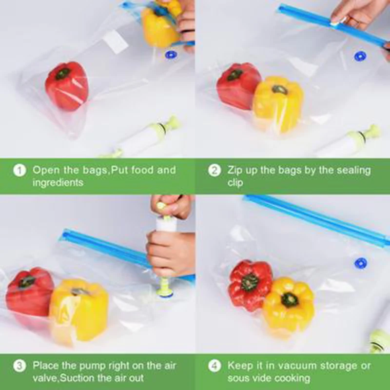 S/M/L 15pcs/Set Vacuum Food Sealed Bag Kitchen Reusable Storage Bag PA/PE Sale