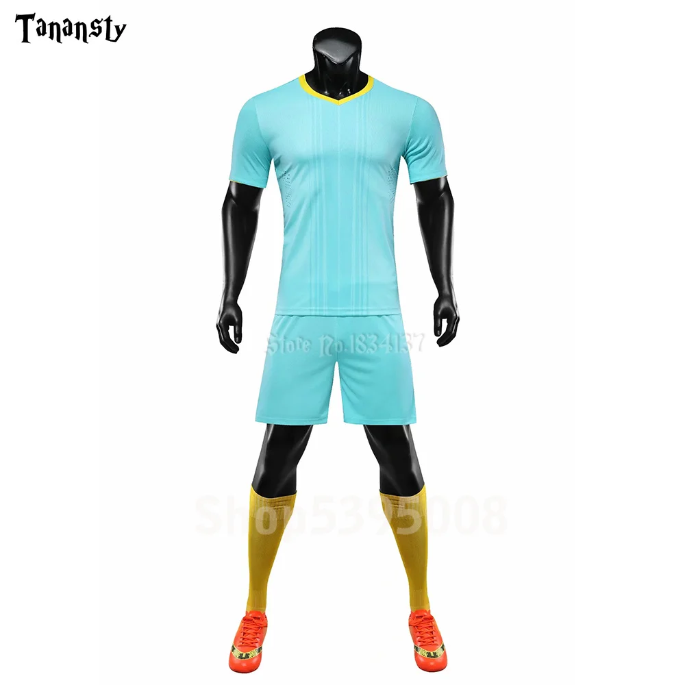 High Quality Men Boys Girls Football Kit Custom Team Adult Training Football Jersey Set Kids Children Soccer Uniforms New