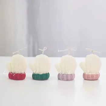 

Knitted glove shape candle mould Korean style silicone wax mold Simulation wool gloves candle making mold
