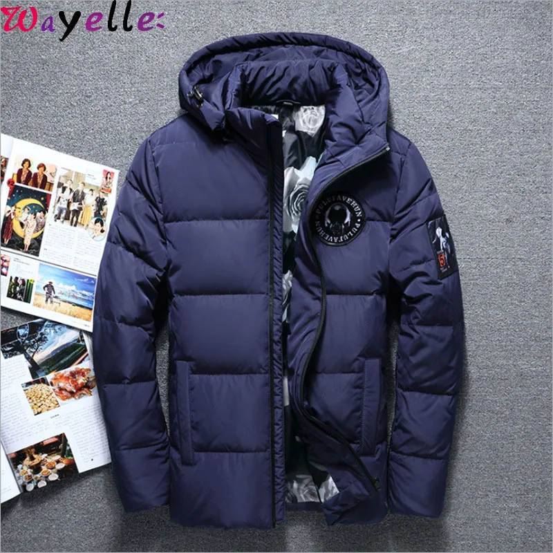 2019 Teens Men Winter Down Jacket Coat White Duck Hooded Down Jacket Trench Coat Male Thick Windbreaker Warm Snow Outwear Canada