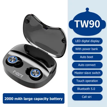 

TW90 TWS Bluetooth Earphones Earbuds TW90 Wireless Bluetooth 5.0 LED Display Touch Control Earphone Auriculares Headset NEW