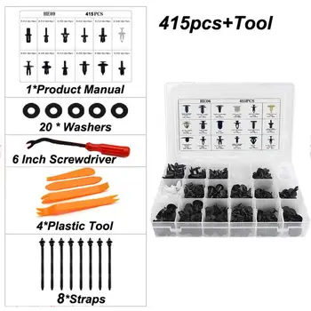 

415Pcs Tool Kit Auto Car Vehicle Body Panel Plastic Push Pin Rivet Fasteners Moulding Trim Clip Car Repair Assortment Kit