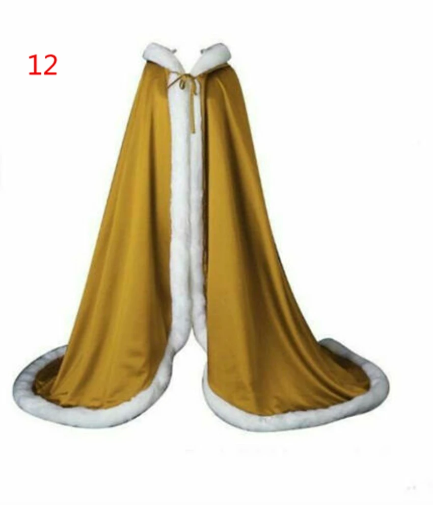 Victorian Bridal Cape Elves Cape Satin Wedding Cloak Hooded with Faux Fur Trim Christmas Handmade Medieval Cloak